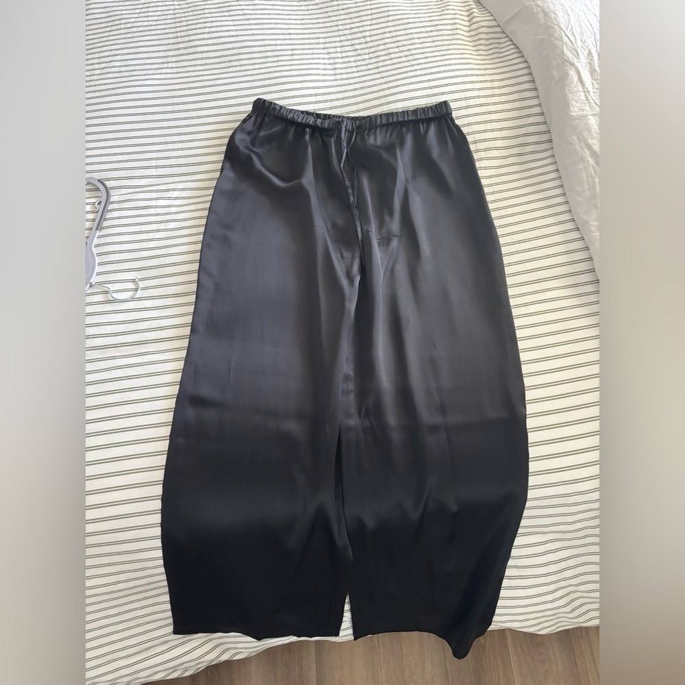 Reformation Black Satin Trousers